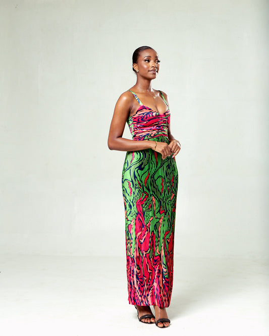 GREEN & PINK OMBRE SPLENDOR MAXI DRESS