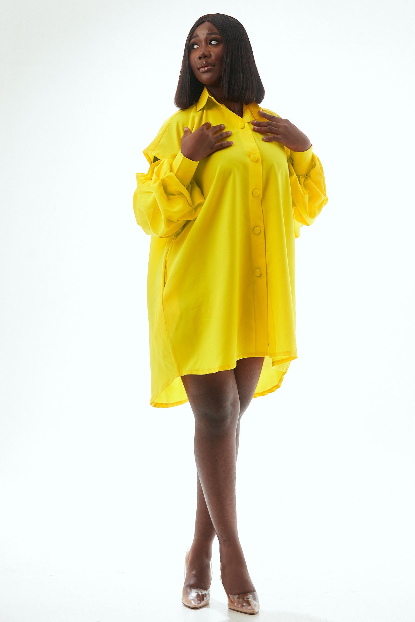 YELLOW SHIRT DRESS